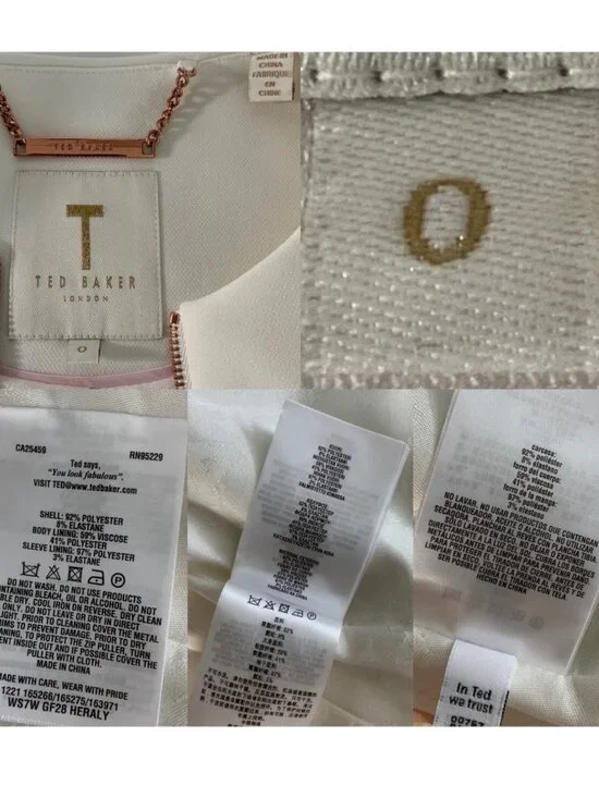 Ted Baker Heraly Scalloped Hem Cropped Jacket 0 Off White - Picture 7 of 16